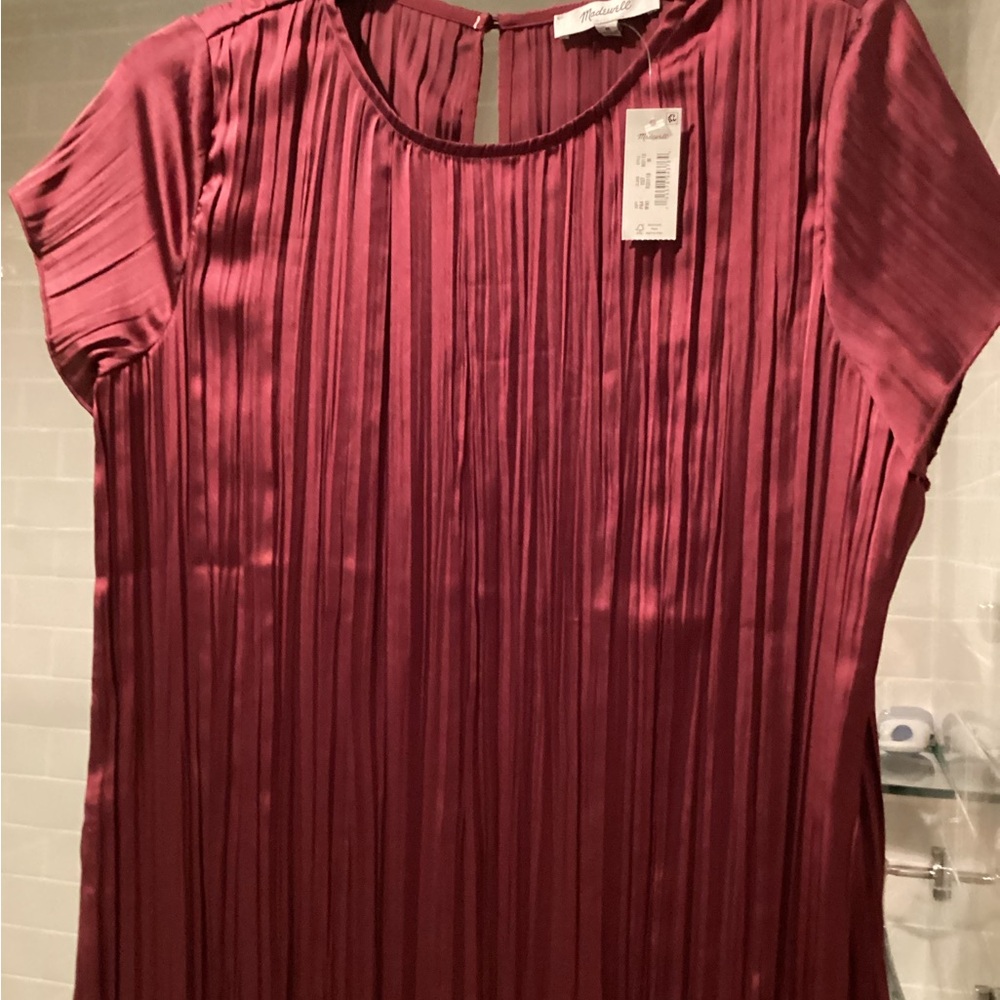 Madewell Rich Burgundy Pleated midi dress